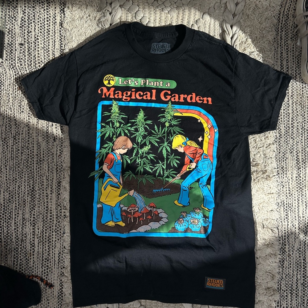 Stoner Rhodies Black "Let's Plant a Magical Garden" Graphic Tee